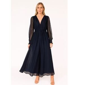 Birgitte Herskind Paula Metallic Maxi Dress 14 Blue NEW